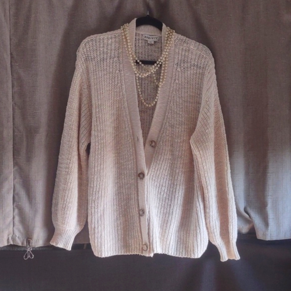 Ava & Viv Chunky Button -Down Sweater Cream Color… - image 1